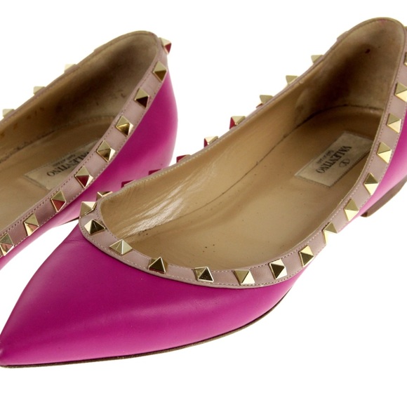 Valentino Shoes - Valentino Rockstud Flats Pink Blush Flats